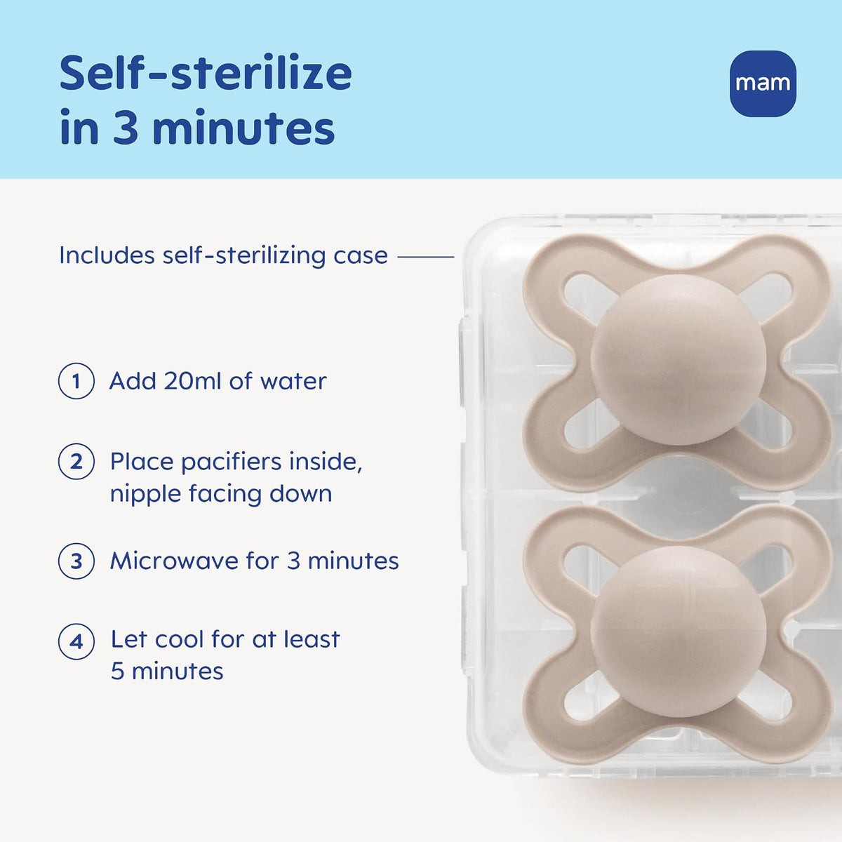 MAM Original Start - Chupones para bebé de 0 a 3 meses de silicona suave | Pezón de silicona suave para la piel, desarrollado con expertos médicos especialmente para bocas más pequeñas, sin BPA