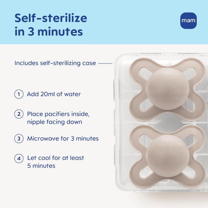 MAM Original Start - Chupones para bebé de 0 a 3 meses de silicona suave | Pezón de silicona suave para la piel, desarrollado con expertos médicos especialmente para bocas más pequeñas, sin BPA