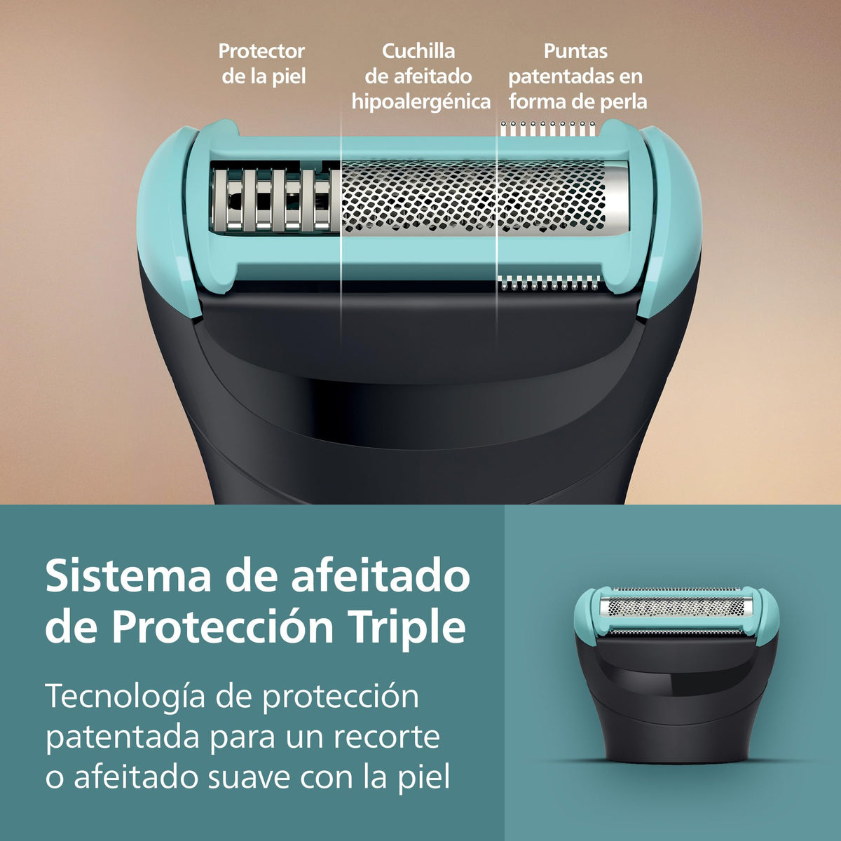 Philips Bodygroom series 5000, Afeitadora corporal, íntimo y delicado con la piel,Sistema de afeitado Triple Protect, Accesorio para la espalda, Peines recortadores de 2, 3 y 5 mm, negro BG5480/15