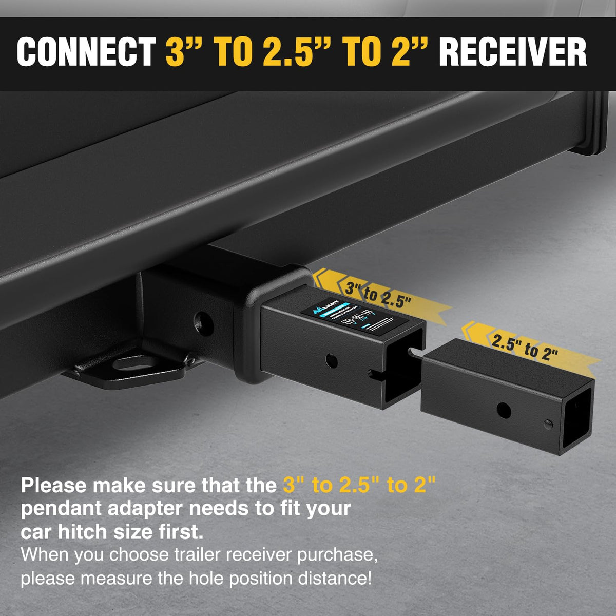 Nilight Trailer Hitch Receiver Adapter Reducer Extender Converter Sleeve Set 3 to 2-1/2 or 2-Inch and 2-1/2" to 2" Receiver Hitches Towing Accessories for RV Truck Bike Rack and Cargo Carriers