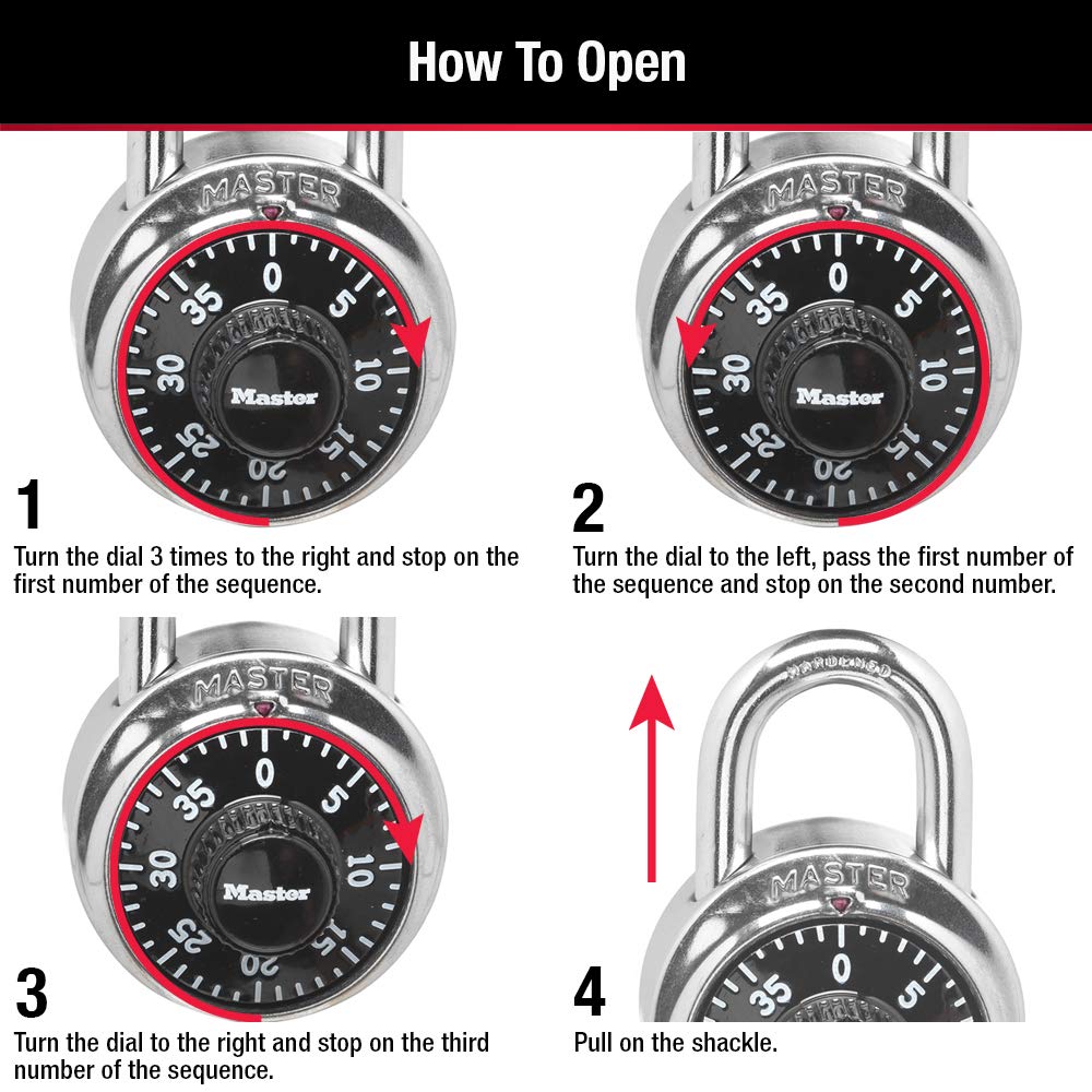 Master Lock Cerraduras de casillero, cerraduras de combinación para gimnasio y escuela, paquete de 2, 1500T, color negro