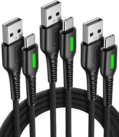 USB C Cable, INIU [3 Pack 3.1A] QC 3.0 Type C Charger Fast Charging Cable, Nylon Braided (1.6+6.6+6.6ft) USB A to USB-C Phone Charger Cord for Samsung Galaxy S21 S20 S10