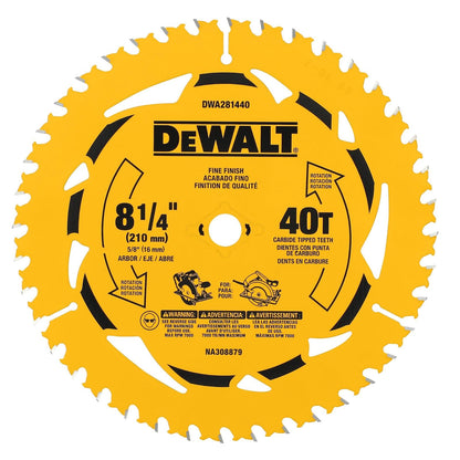 DEWALT Disco de Corte para sierra circular de 8-1/4", corte madera 40D (DWA281440)