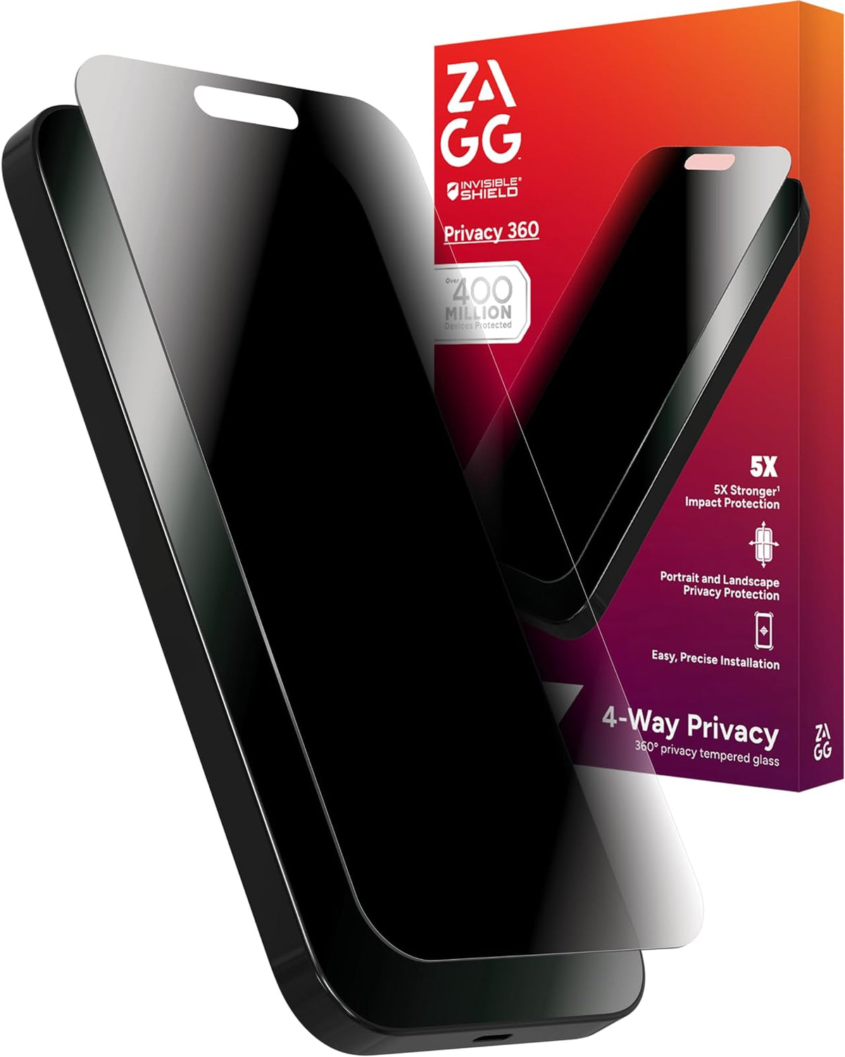 ZAGG Protector de pantalla IS-GL EL Privacy 360 E-Apple-Michael LGPro-CFS-FG para iPhone 16 Pro Max, Vidrio de aluminosilicato reforzado, 5H, Brillante