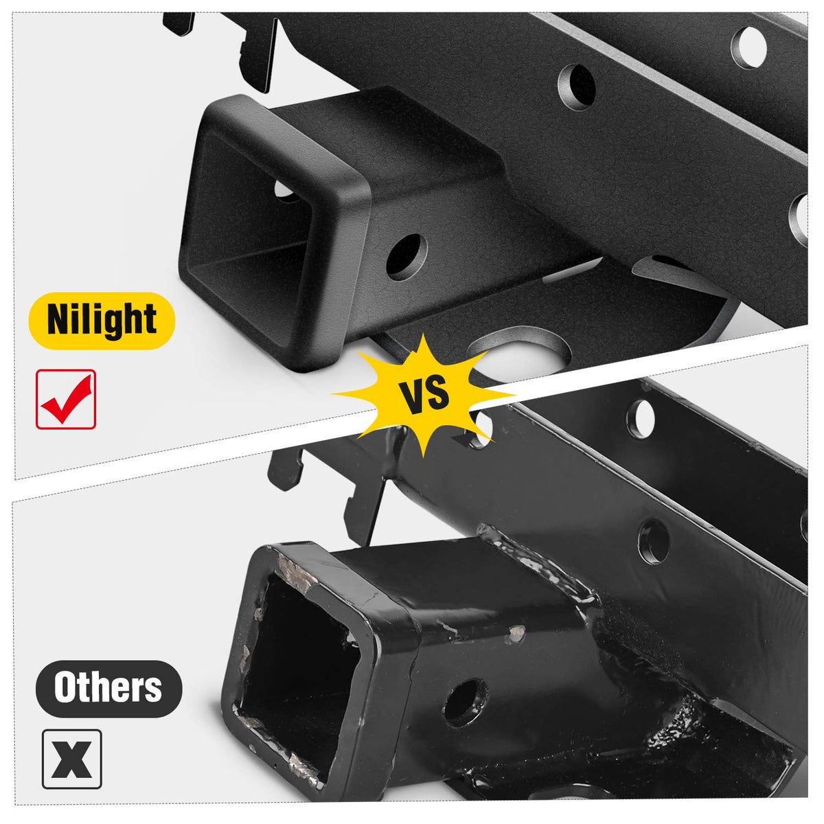 Nilight - Kit receptor de enganche para remolque y parachoques trasero JK-61A de 2 pulgadas, compatible con Jeep Wrangler JK de 4 puertas y 2 puertas Unlimited 2007-2018, con arnés de cableado de 4 pines (no incluye los modelos JL)