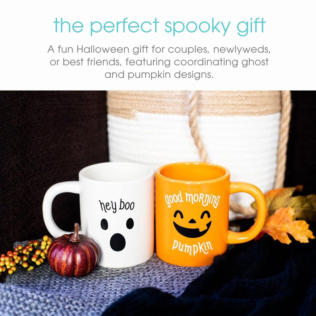 Pearhead Happy Fall Y'all - Taza de café de otoño, accesorios Home Dećor, naranja, 15 onzas, decoraciones de cocina de otoño, taza de té o café de día festivo