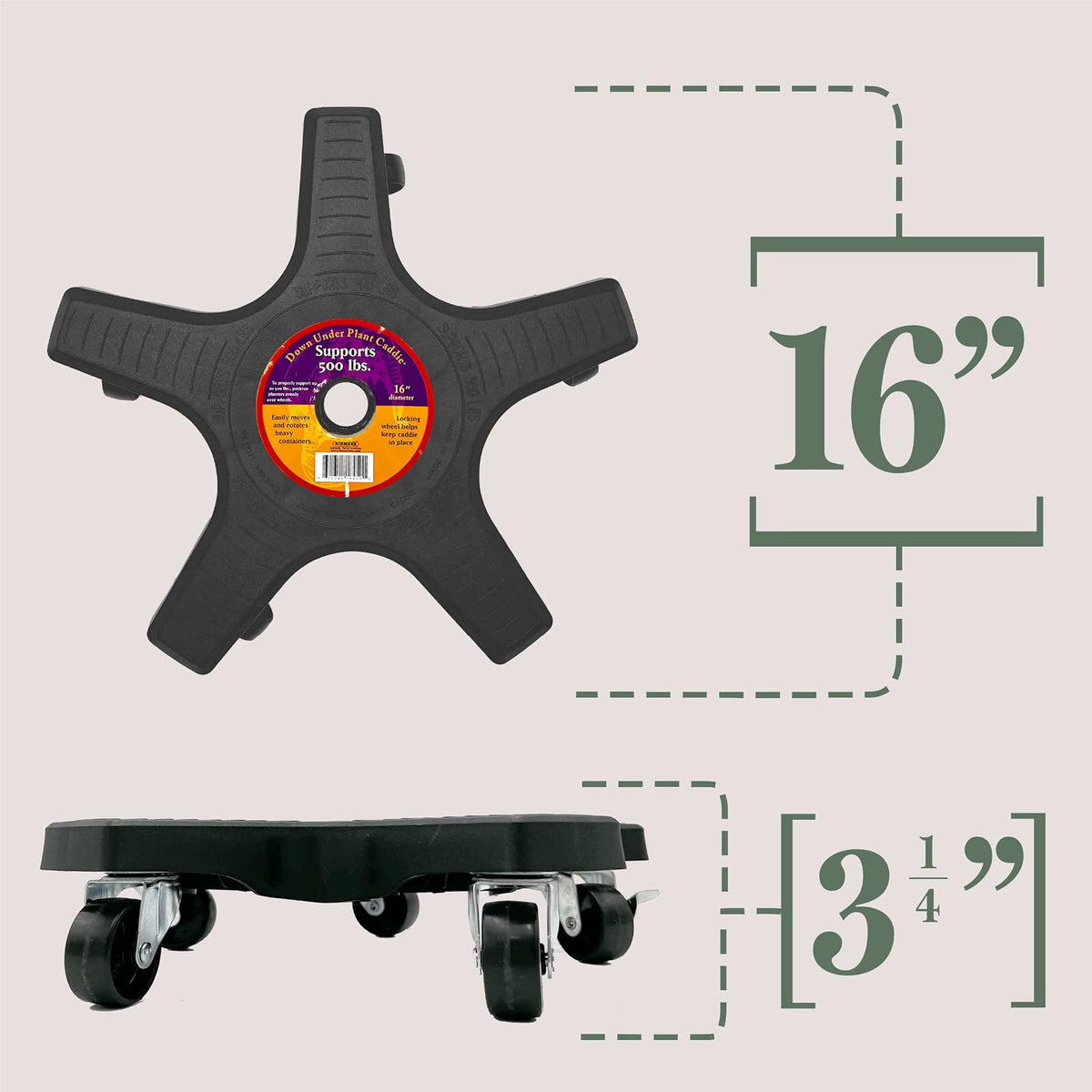 Bosmere S18410 - Caddie para plantas (16 pulgadas), color negro