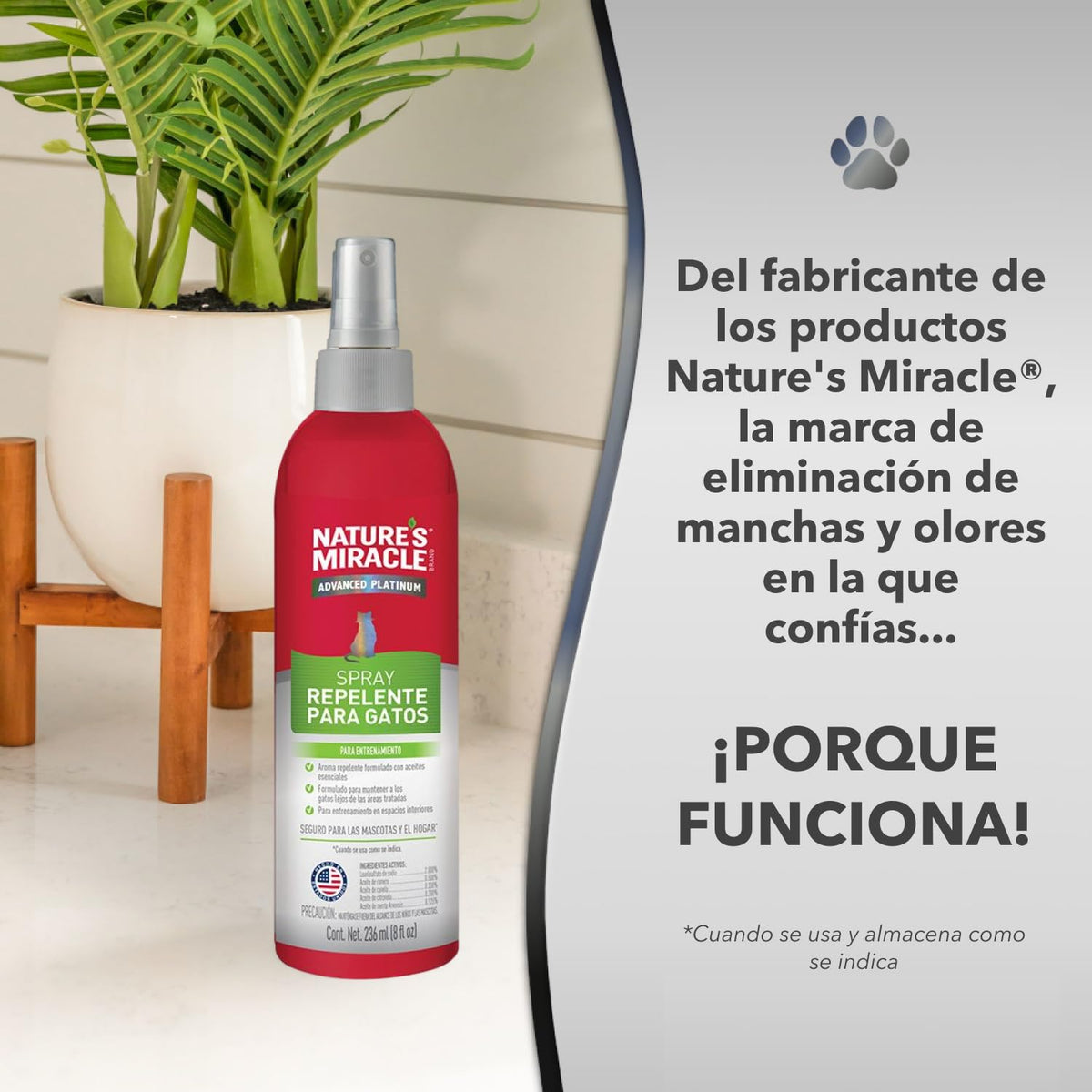 Nature's Miracle Repelente gatos, los aleja de áreas no deseadas 236ml