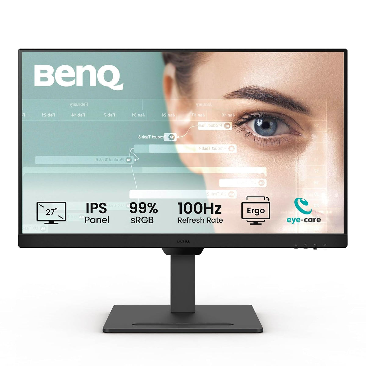 BenQ Monitor GW2790T 27" IPS 1080p, FHD, 100 Hz, Eye-Care, diseño ergonómico (Gira 90°), 99% sRGB, VESA MediaSync, HDMI, Display Port, sin Parpadeo, luz Azul de Baja Intensidad, Modo de codificación