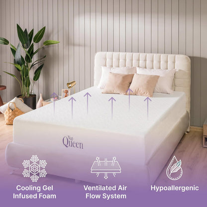 NapQueen - Colchón de Espuma viscoelástica de Gel refrescante de 6 Pulgadas, tamaño Individual, tamaño Individual, tamaño Mediano, para Cama en Caja, Color Blanco