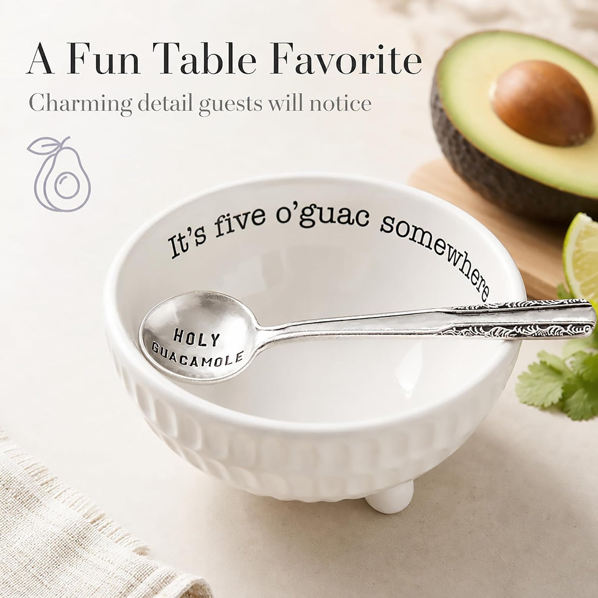 Mud Pie Guacamole - Juego de platos para servir, color blanco