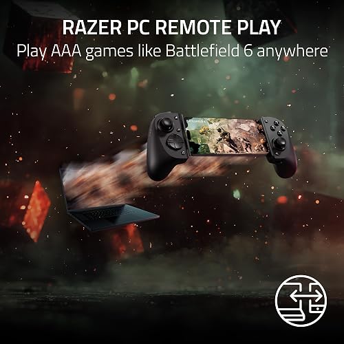 Razer Kishi V3 - Controlador de juegos para iPhone 15 y 16, Android: palillos TMR de tamaño completo - Botones traseros dobles - Se adapta a la mayoría de las fundas de teléfono - Juego con cable y