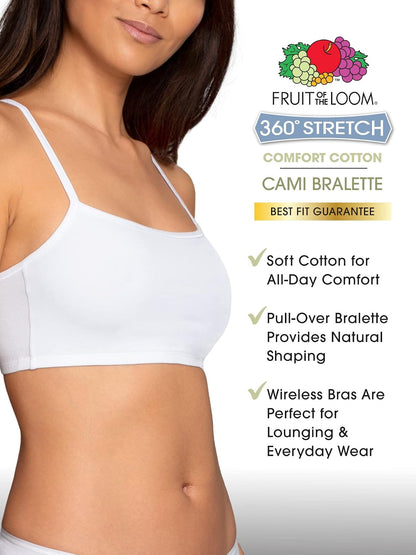 Fruit of The Loom Fruit of The Loom Brasier Deportivo de algodón con Tirantes Delgados para Mujer Sujetador Deportivo para Mujer