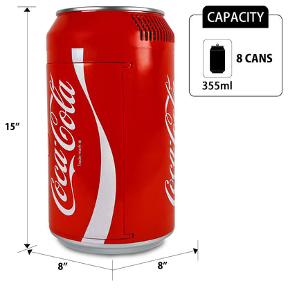Koolatron CC06 Coca Cola Mini Enfriador de Latas | 8 can, negro rojo, 13 L, 14 cuartos