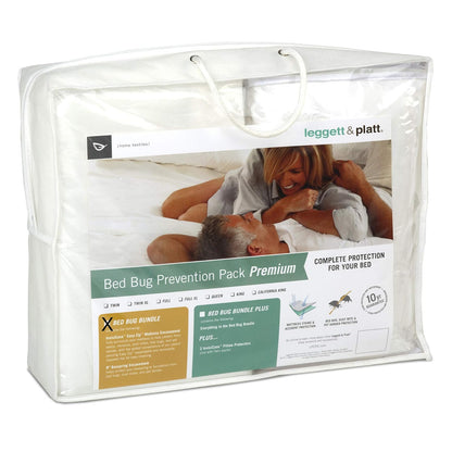 Fashion Bed Group Leggett & Platt Home - Textiles para el hogar Paquete de prevención de chinches de Cama Paquete Premium para colchones, Sólido, Blanco, Queen, 1