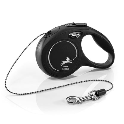 FLEXI - Correa retráctil para Gatos con Cable clásico, Talla XS – 10 pies, Color Negro, Correa para Caminar para Mascotas sin enredos con Freno con una Sola Mano, Pausa, Bloqueo, Producto de Calidad