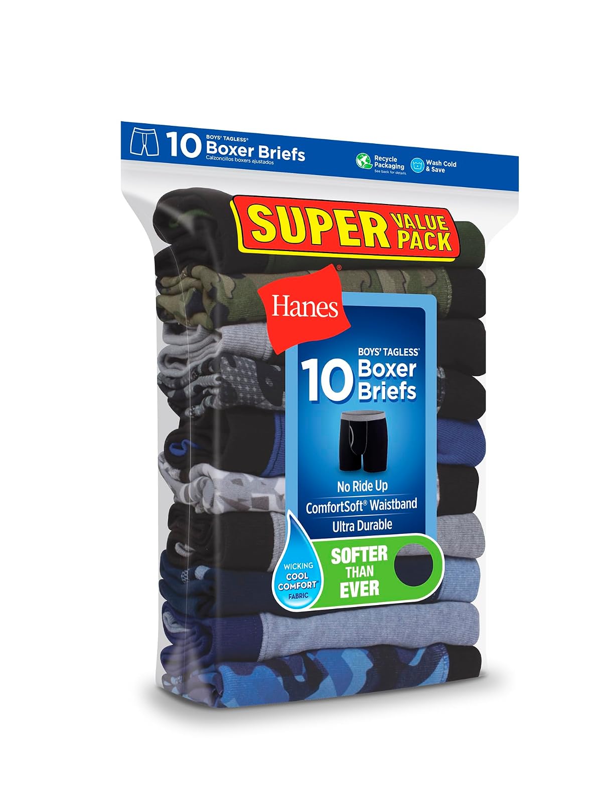 Hanes Comfortsoft - Calzoncillos Tipo Calzones con Cintura Disponible en Varios Paquetes (Varios Colores Pueden Variar) Ropa Interior de Hombres para Niños