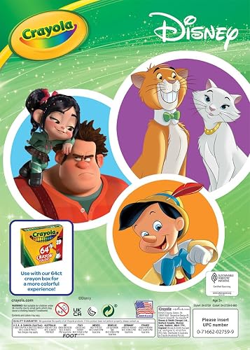 Crayola - Libro para colorear de animación de Disney con hojas de pegatinas, regalo para niñas y niños, a partir de 3 años