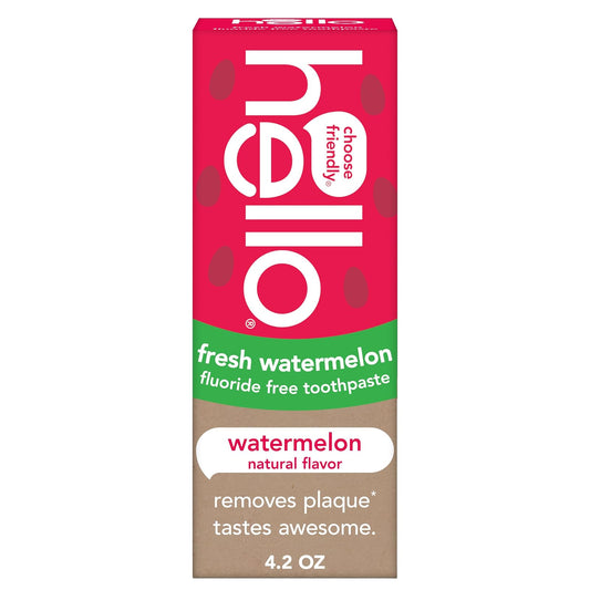 Hello Oral Care Kids Fluoride Free and SLS Free Toothpaste, Natural Watermelon, 4.2 Ounce
