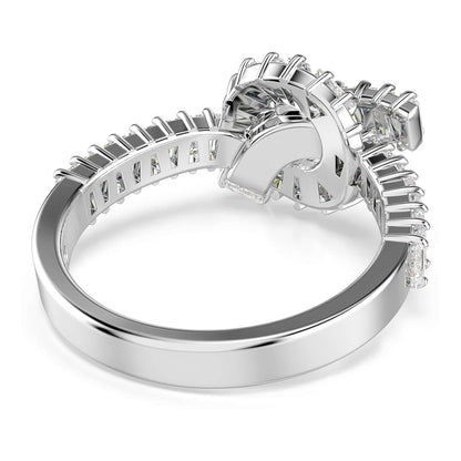 Swarovski Matrix Kollektion Ring, Baguetteschliff, Knoten, Weiß, Rhodiniert