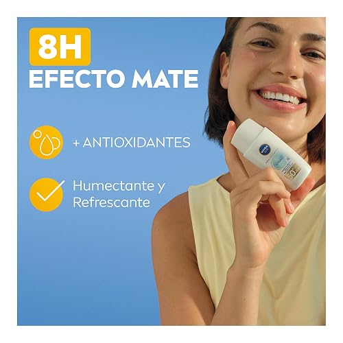 Protector Solar Facial NIVEA SUN Fluido Diario Invisible + Antioxidantes Fps50+ 40Ml, Efecto Mate y Antioxidantes