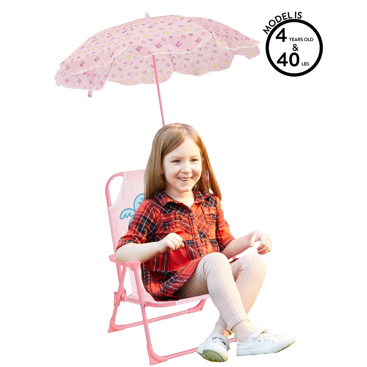 Idea Nuova Sanrio Hello Kitty - Silla de Playa Plegable para niños con sombrillas, Silla de Campamento portátil para niños a Partir de 3 años, Ligera y compacta para Playa, Campamento y Patio Trasero