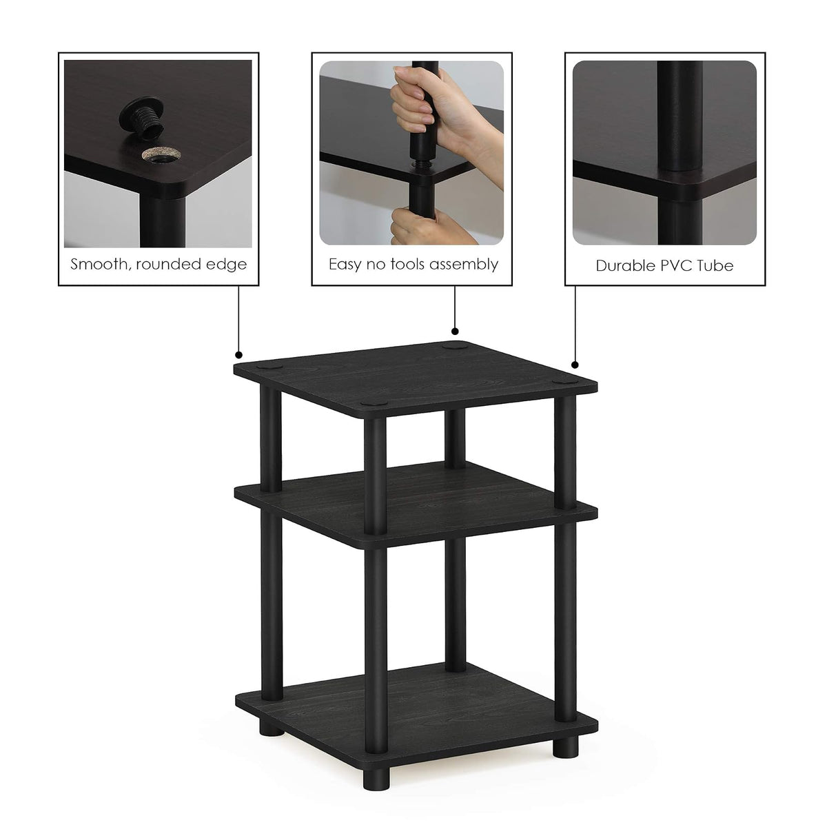 Furinno Turn-N-Tube Estante Multiusos de Ensamble Rápido, Negro