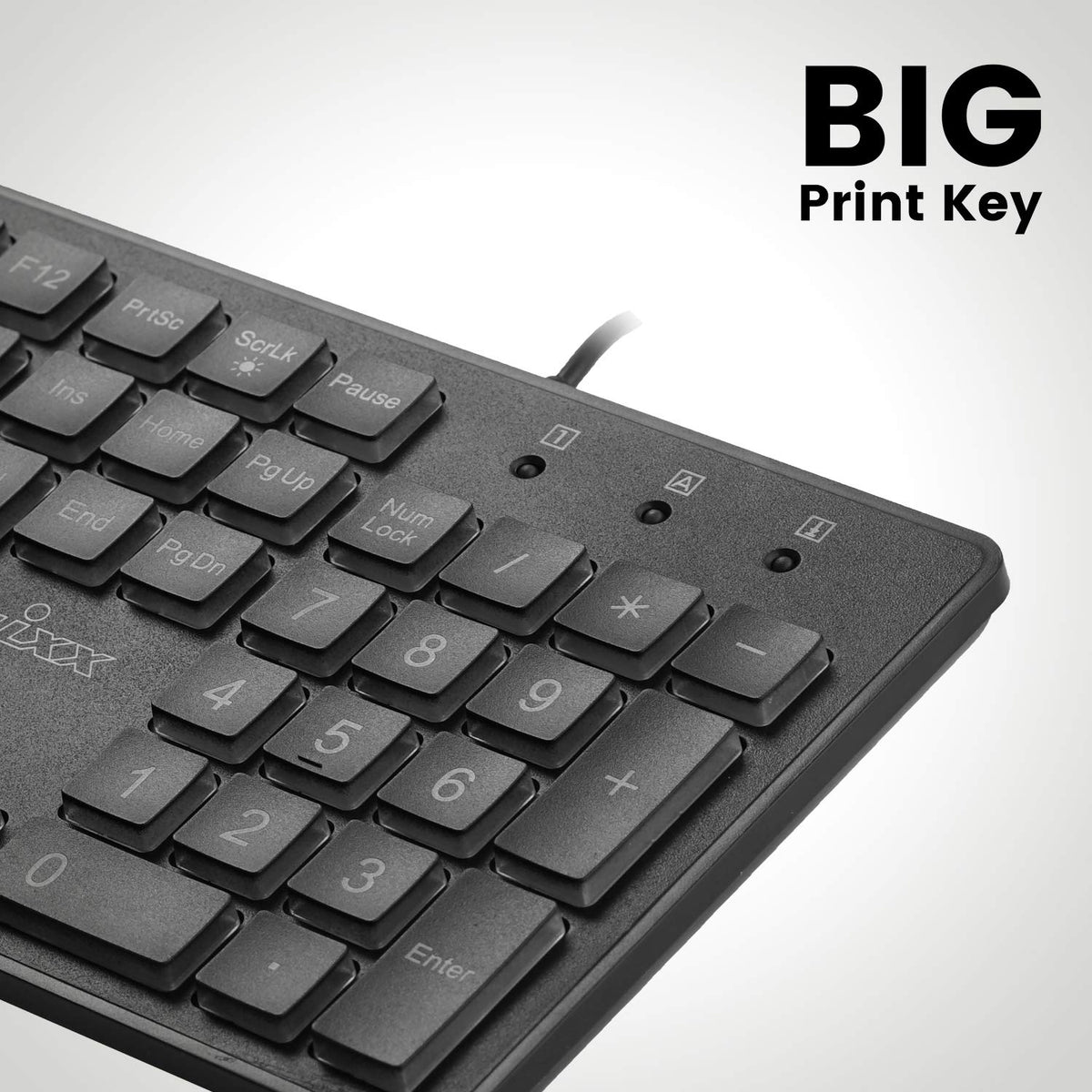 Perixx PERIBOARD-317 Teclado USB retroiluminado con Cable, Letra de impresión Grande con LED Blanco Iluminado, diseño inglés de EE. UU., Negro