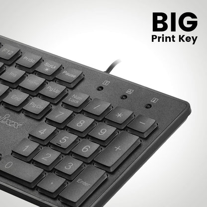 Perixx PERIBOARD-317 Teclado USB retroiluminado con Cable, Letra de impresión Grande con LED Blanco Iluminado, diseño inglés de EE. UU., Negro