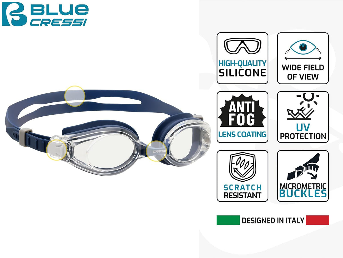Cressi - anteojos de natación para adultos, puentes nasales intercambiables para mayor comodidad y máxima visibilidad, Nuoto 3.0