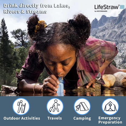 LifeStraw Peak Series Filtro de agua personal para senderismo, camping, viajes y preparación para emergencias, 1 paquete, azul montaña