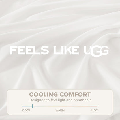 UGG - Juego de sábanas de Lujo de 4 Piezas con Bolsillos Profundos y 2 Fundas de Almohada Lavables a máquina, para recámara básico y Ropa de Cama universitaria, tamaño matrimonial XL, Blanco (Hedi)