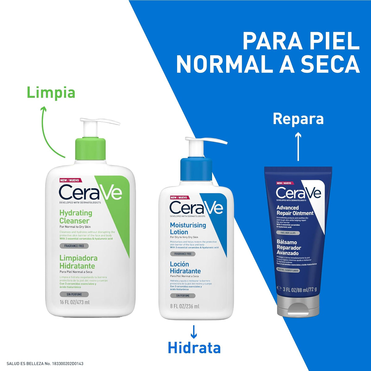 CeraVe Loción Hidratante de Rostro y Cuerpo para Piel Seca con Ácido Hialurónico 236ml