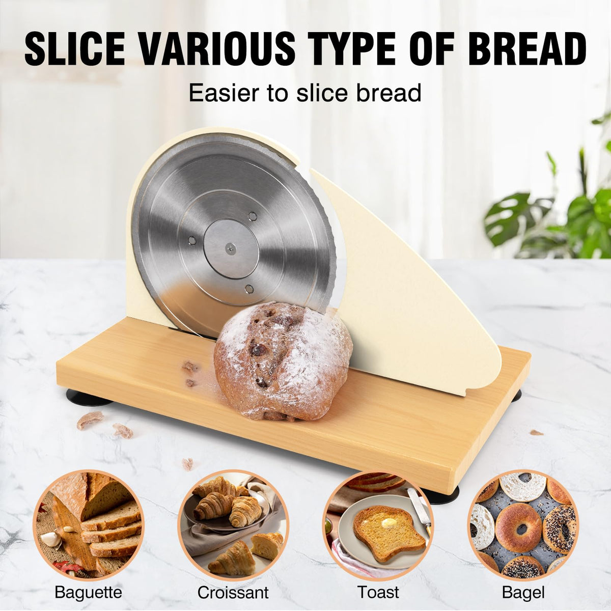 vanerepok Manual Bread Slicer for Homemade Sourdough Bread Slicer de pan de manivela para pan crusty Etc Acero inoxidable Ancho ajustable para uso doméstico y comercial