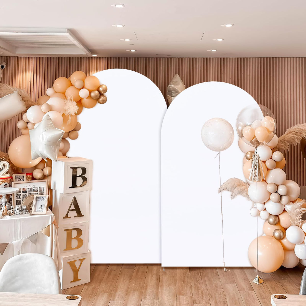 SoarDream - Funda de Arco de Boda de 7.2 pies, de Elastano Blanco, para Arco, para Boda, Cubierta de Arco de Chiara, Tela elástica para Novia, Baby Shower, cumpleaños, Fiesta de cumpleaños