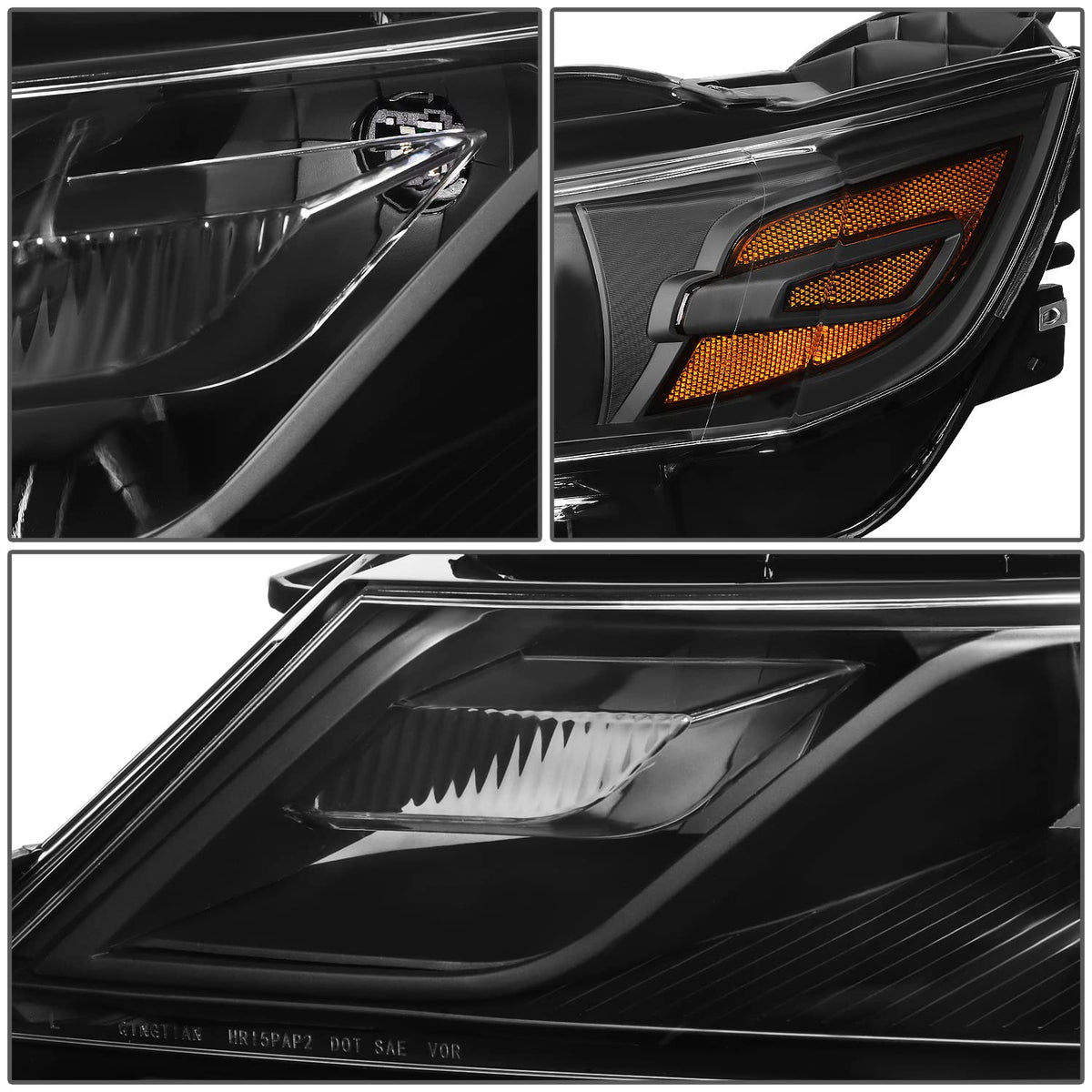 DNA MOTORING Faros Halógenos para Chevy Impala 2015-2019, Carcasa Negra, Reflector Ámbar, HL-OH-CI14-BK-AM