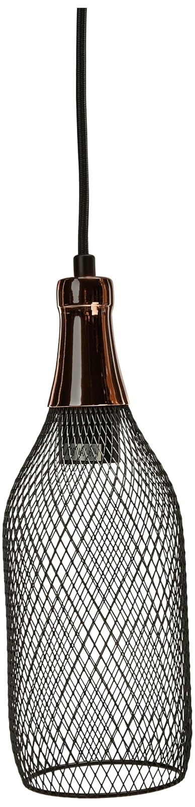 Philco Luminario Luxor Ebonix Oro Rosa. Cuerpo de metal negro y canope en oro rosa para suspender, base E26, acabado en cromo birllante, exclusivo para interiores. Cable de suspensión de 1 metro
