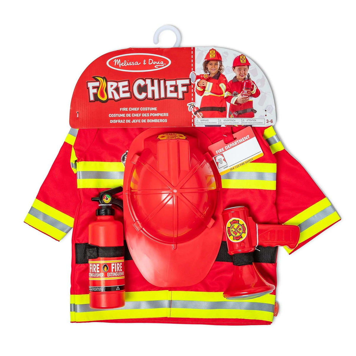 Melissa & Doug Disfraz de Bombero para Juego Imaginativo, Juego de Simulación (6 Piezas, 3-6 Años)