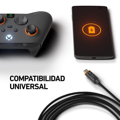 SCUF Cable USB-C Trenzado Conexión y Carga USB Tipo C de 2 Metros para Mandos de Xbox, Mandos de PS5 y Smartphones - Negro