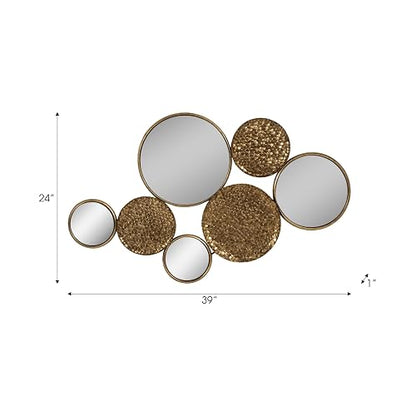 Sagebrook Home - Espejo de pared de metal metálico, moderno acento geométrico decorativo, decoración de pared colgante para sala de estar, recámara o entrada, dorado 39 x 24 pulgadas
