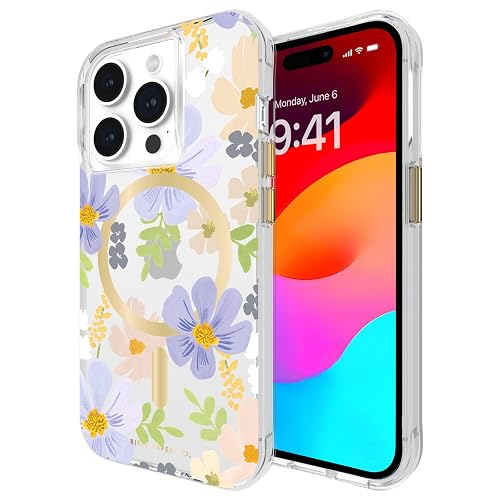 Rifle Paper Co. Funda para iPhone 15 Pro [Compatible con MagSafe] [protección contra caídas de 12 pies] Bonita Funda para iPhone de 6.1 Pulgadas con patrón Floral