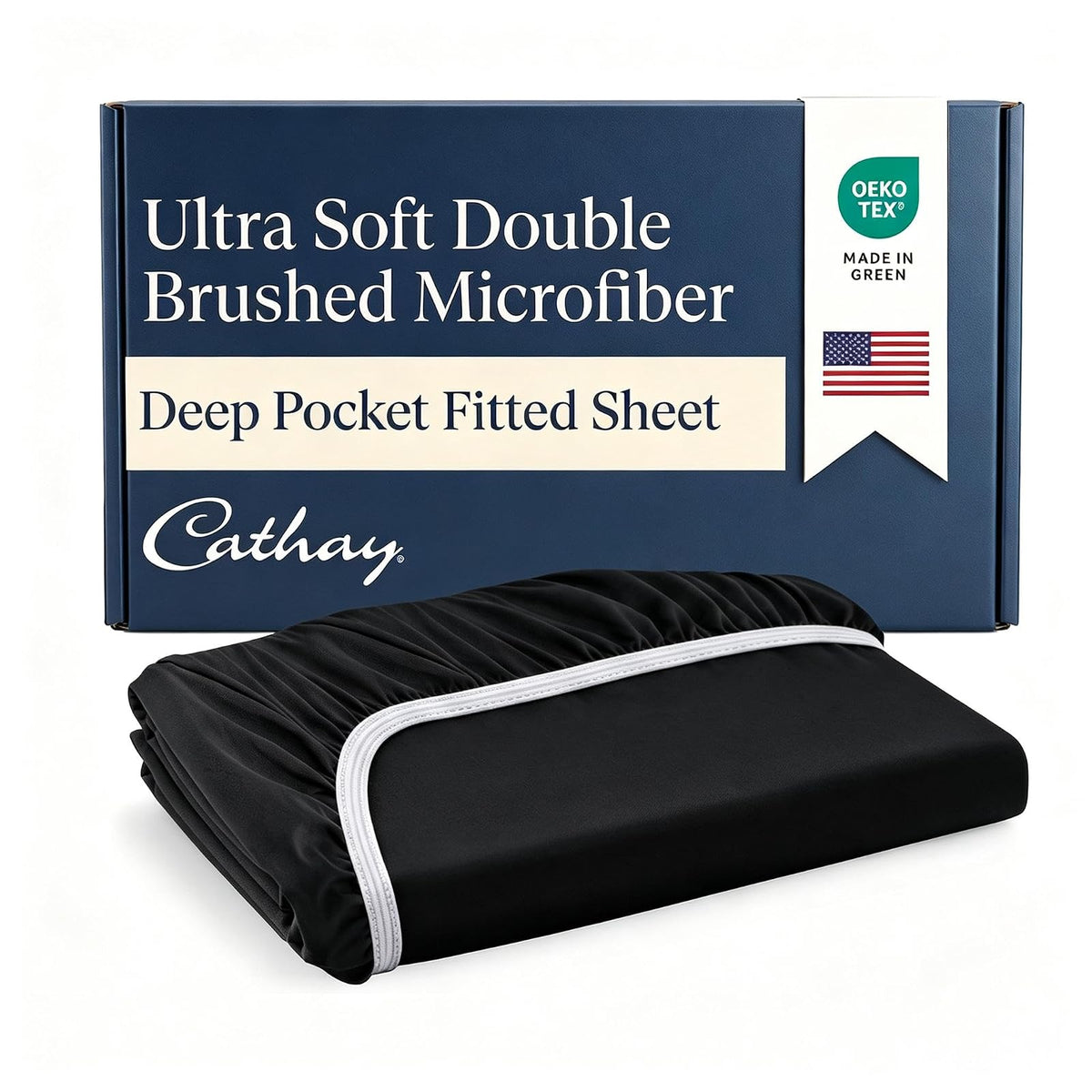 Cathay Home Fashions Sábana Bajera de Poliéster Sedoso - Individual - Negro