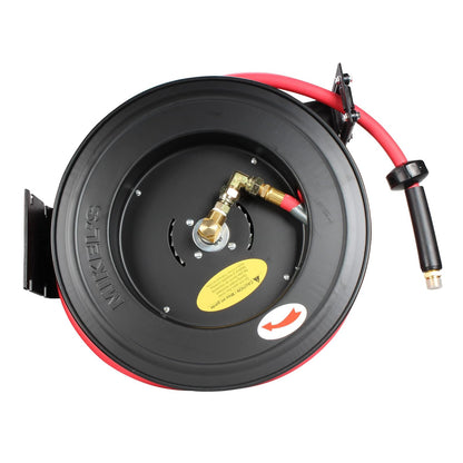 Carrete de acero con manguera 3/8” sistema retráctil 15 m