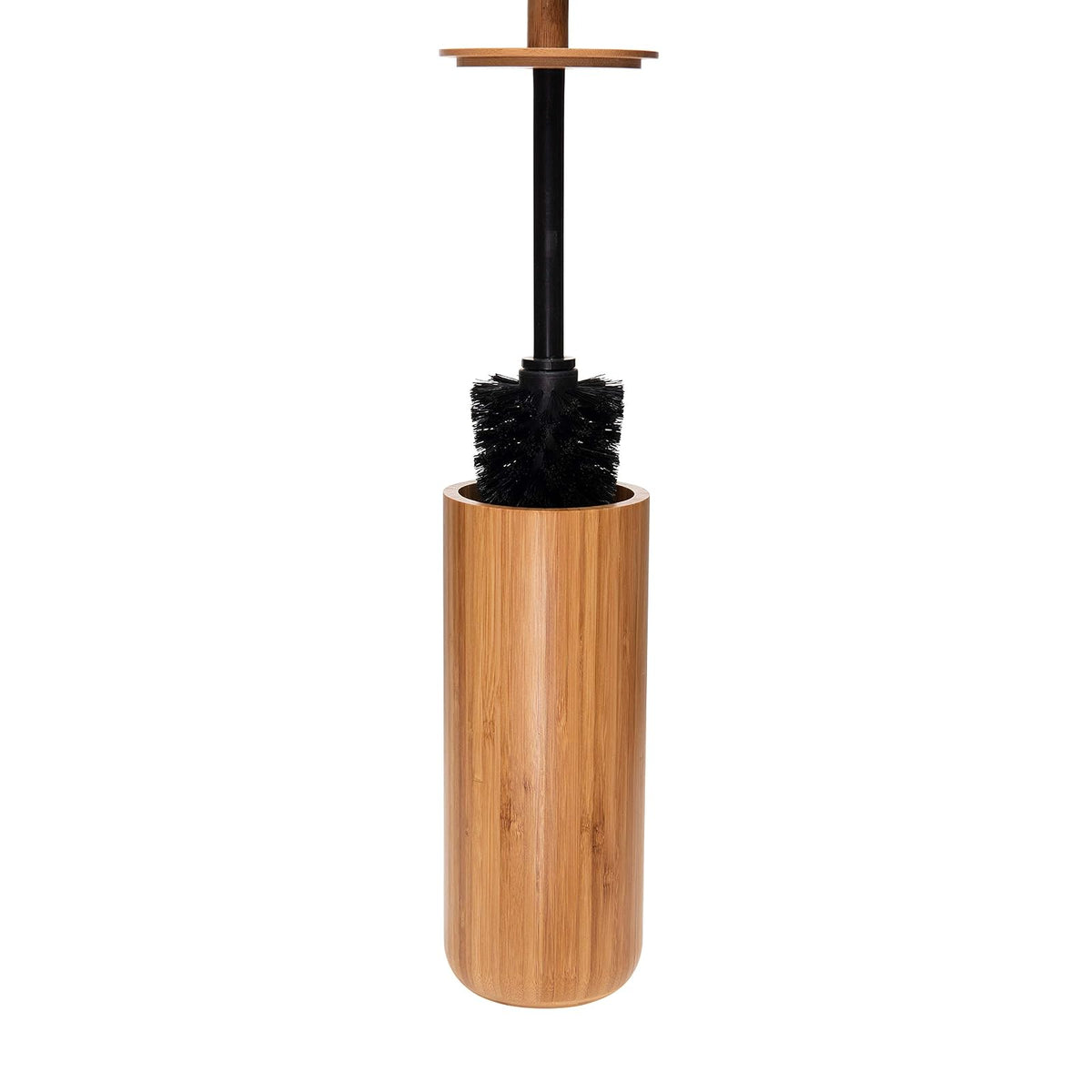 Bath Bliss - Colección de bambú Natural, tazón, Accesorios a Juego para Decorar tu baño, Cepillo para Polvo de Inodoro Redondo Alto