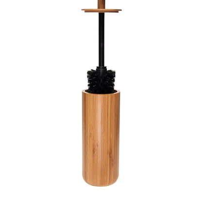 Bath Bliss - Colección de bambú Natural, tazón, Accesorios a Juego para Decorar tu baño, Cepillo para Polvo de Inodoro Redondo Alto
