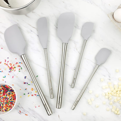 Tovolo Flex-Core - Espátula de acero inoxidable con mango juego de 5 para preparación de comidas, cocinar, hornear y más