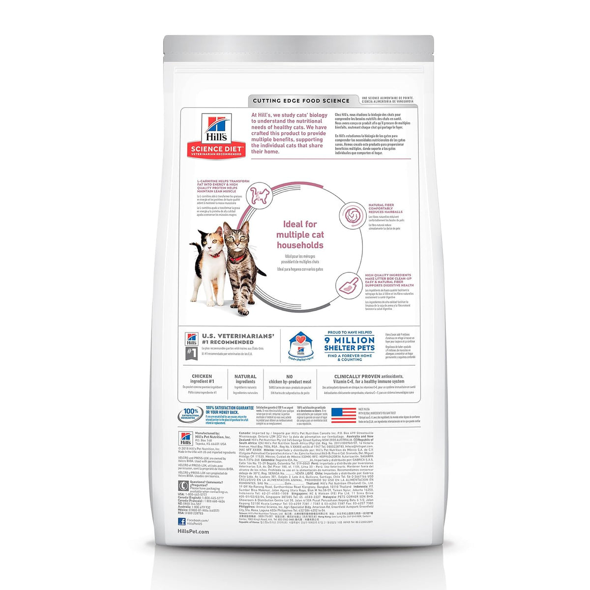 Hill's Science Diet Croquetas para Gato Multiples Adulto 3.2Kg | Croquetas Hill's para gato, pollo real, digestión saludable, sistema inmunológico fuerte, omega-6 y vitamina E
