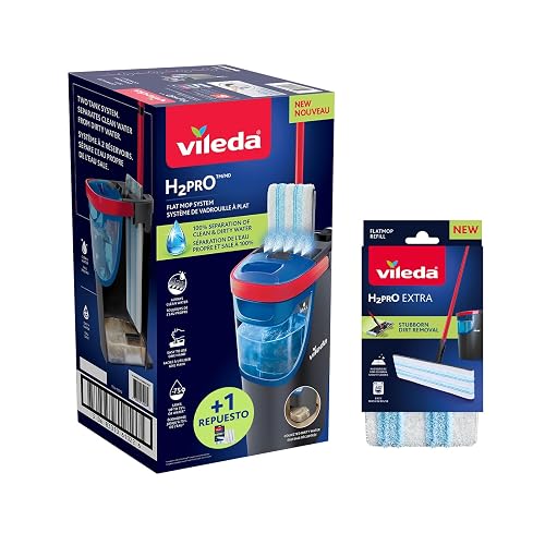 Vileda Sistema de Limpieza H2prO + 1 Repuesto de mop Adicional, Separa el Agua Limpia de la Sucia
