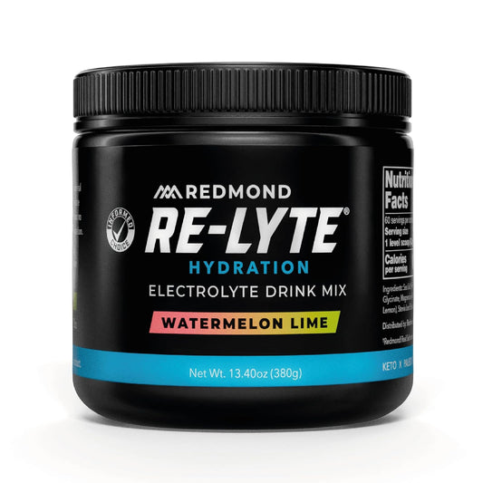 REDMOND RE-LYTE, Electrolitos Naturales con Real-Salt, Hidratación Clean sin Calorías ni Azúcares, 60 Porciones, Sabor Watermelon Lime