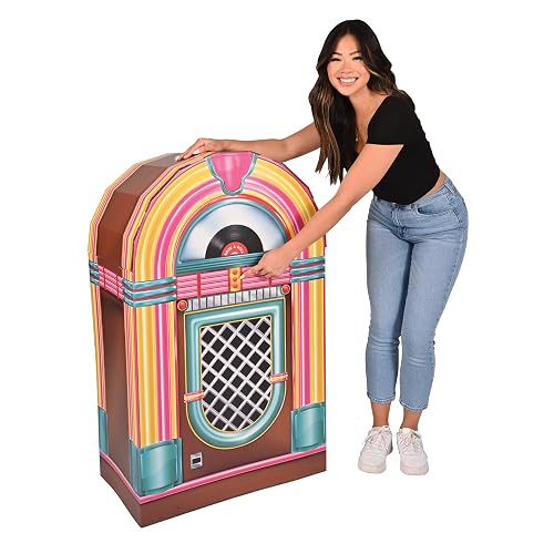 Beistle - Jukebox de cartón Corrugado 3D, decoración de Fiesta temática de los años 50, decoración de Fiesta Rock'n Roll, Accesorios clásico para Cabina de Fotos, 3 pies 8.5 Pulgadas x 27 Pulgadas